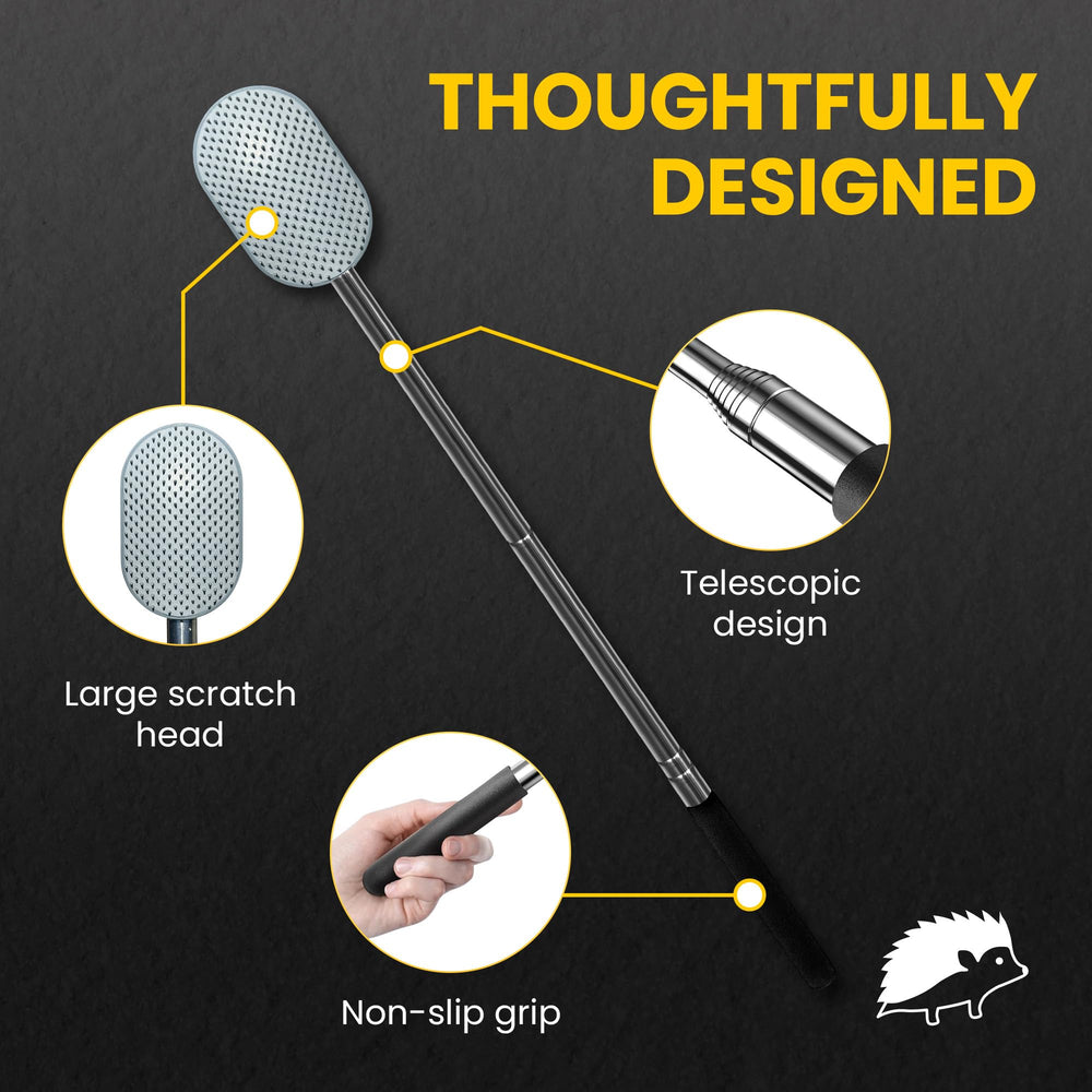 the body scratcher soft head closeup shows flexible bristles for gentle scalp care