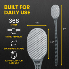 The Body Scratcher stiff head detail showing firm bristles for deeper scratch and exfoliation