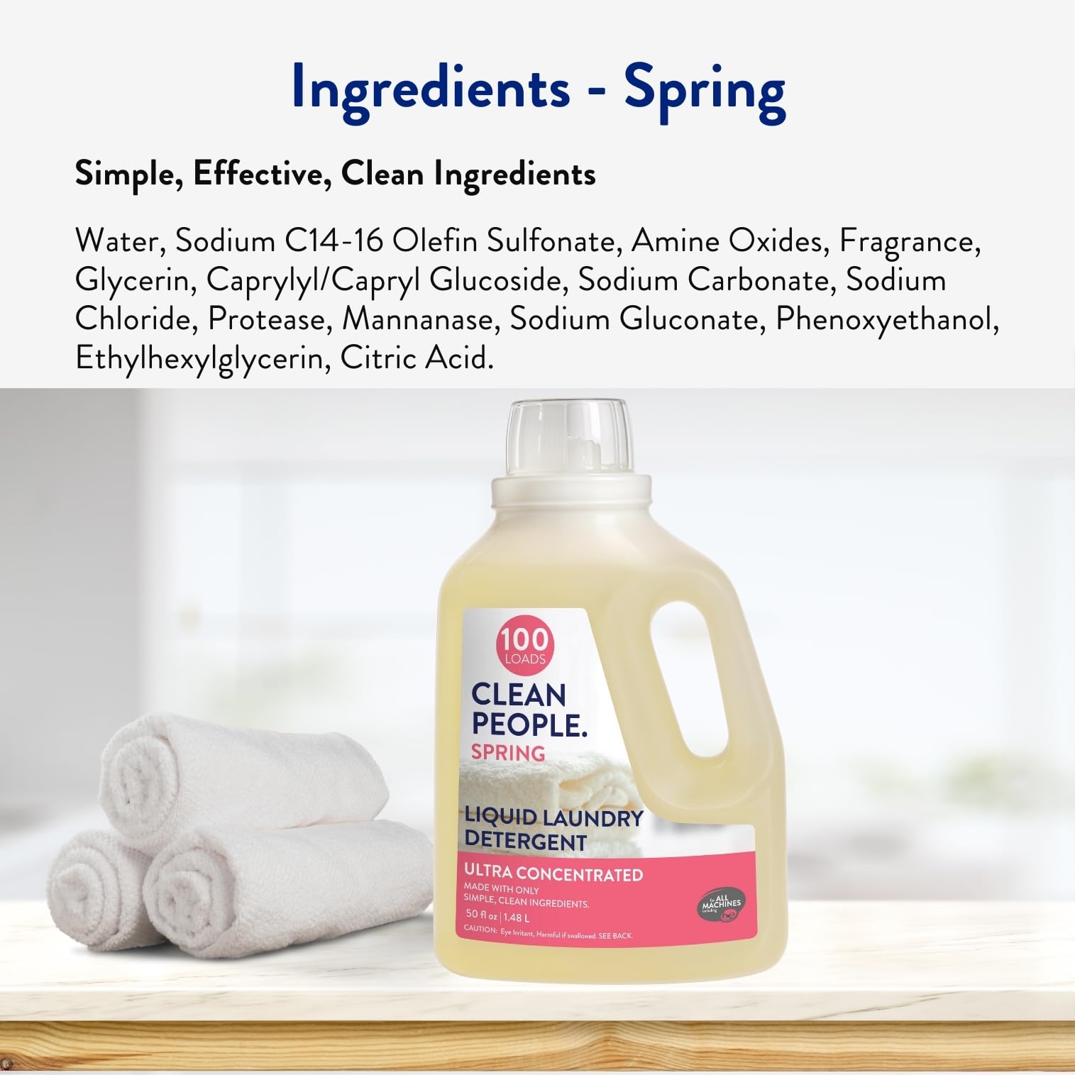 THE CLEAN PEOPLE bottle next to household items showing compact storage benefit