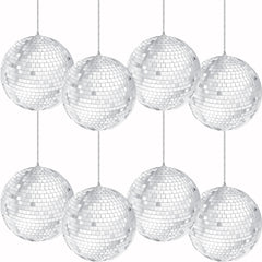 The Dreidel Company front view of eight 4-inch disco balls, instant party sparkle