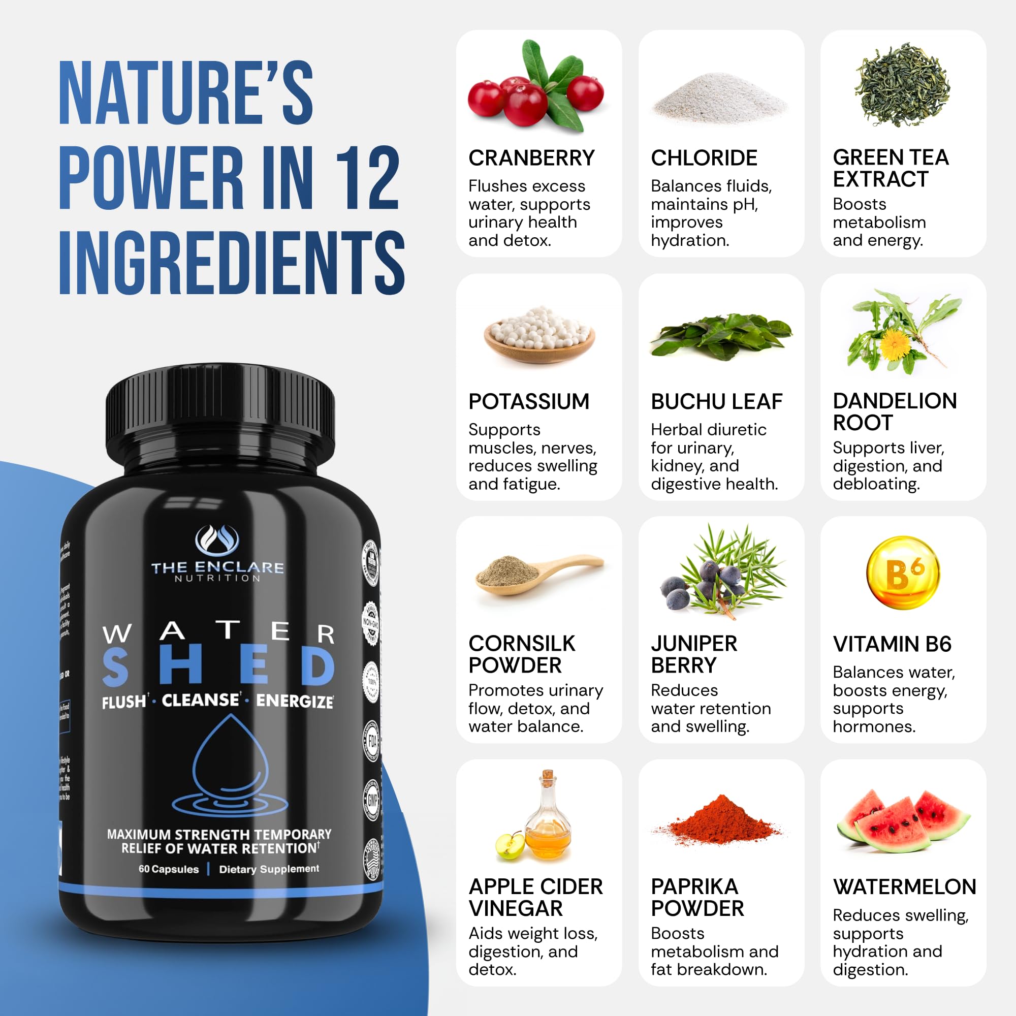 THE ENCLARE NUTRITION Watershed packaging with GMP and third-party testing seals