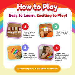 The Fidget Game flashcards spread showing organized sight words