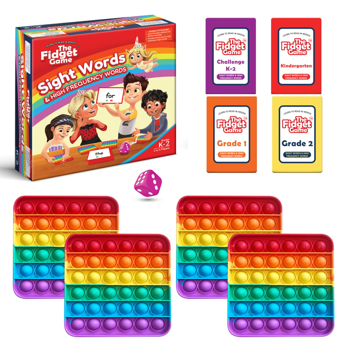 The Fidget Game front packaging showing kit contents and benefits