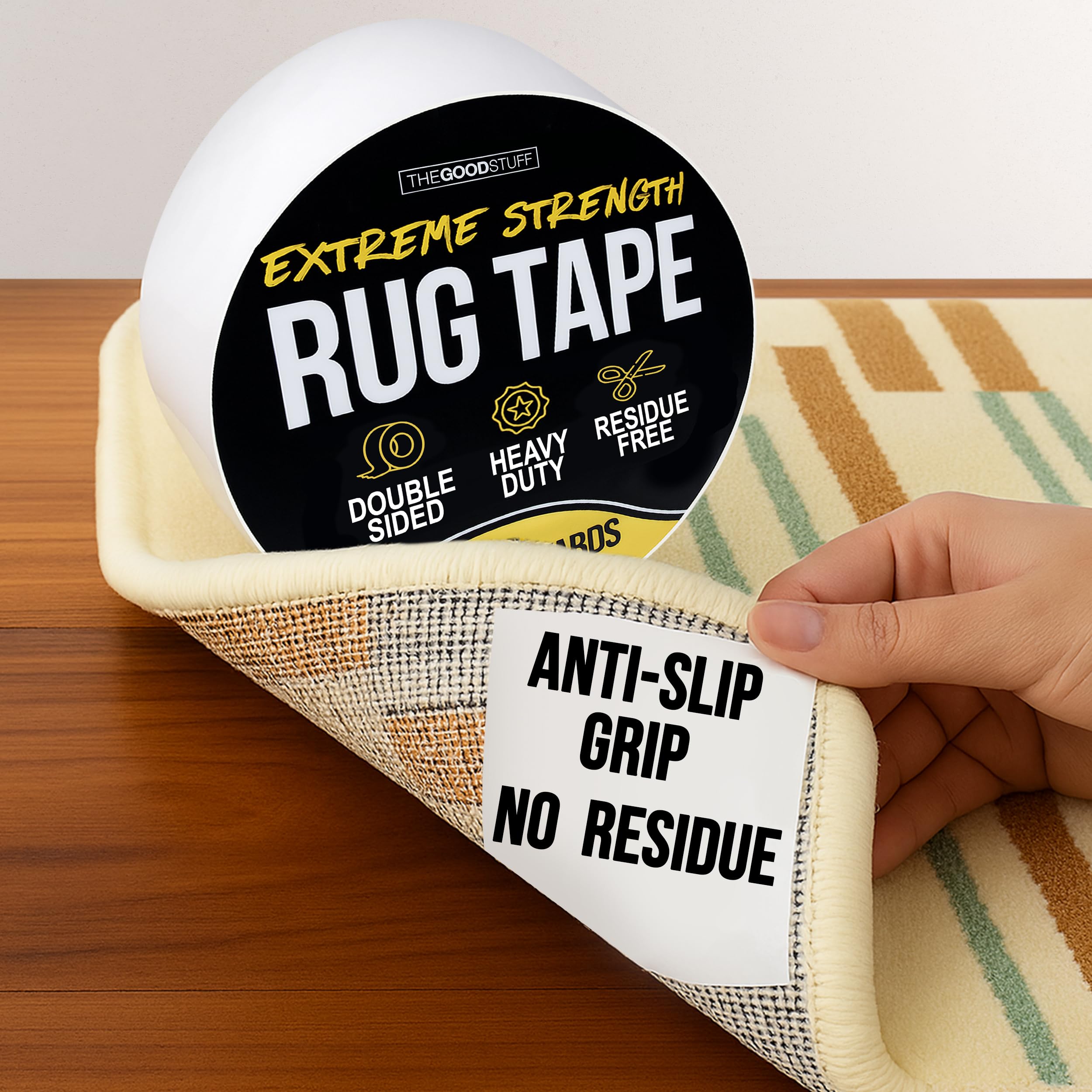 Close-up of The Good Stuff adhesive texture showing tacky surface for strong grip