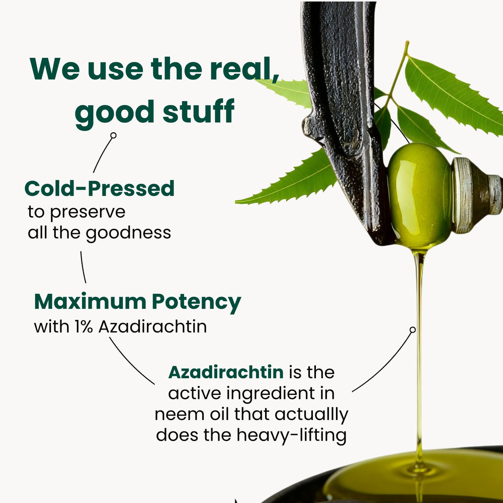 The Green Alcove neem oil texture close-up illustrating purity and mixability