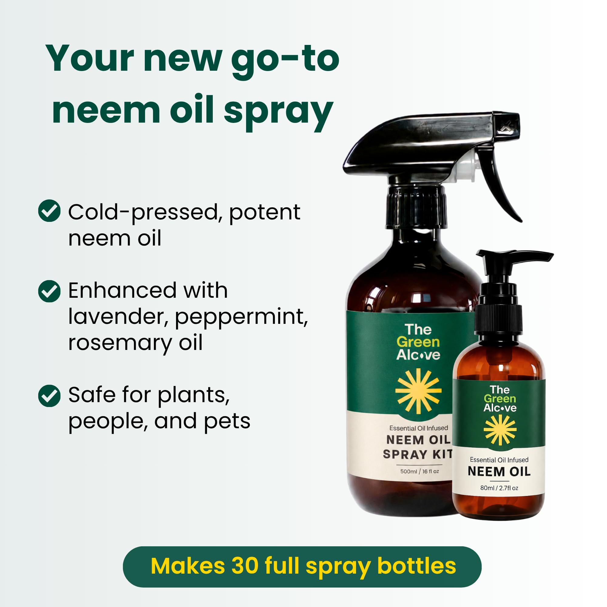 The Green Alcove refillable spray bottle included for easy application