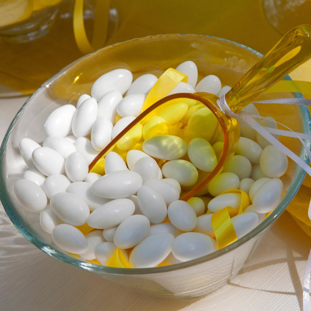 THE HAMPTON CANDY COMPANY white Jordan almonds in favor bags, ready for guests