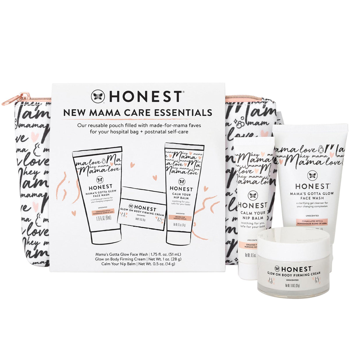 The Honest Company front pouch packed and ready for hospital convenience