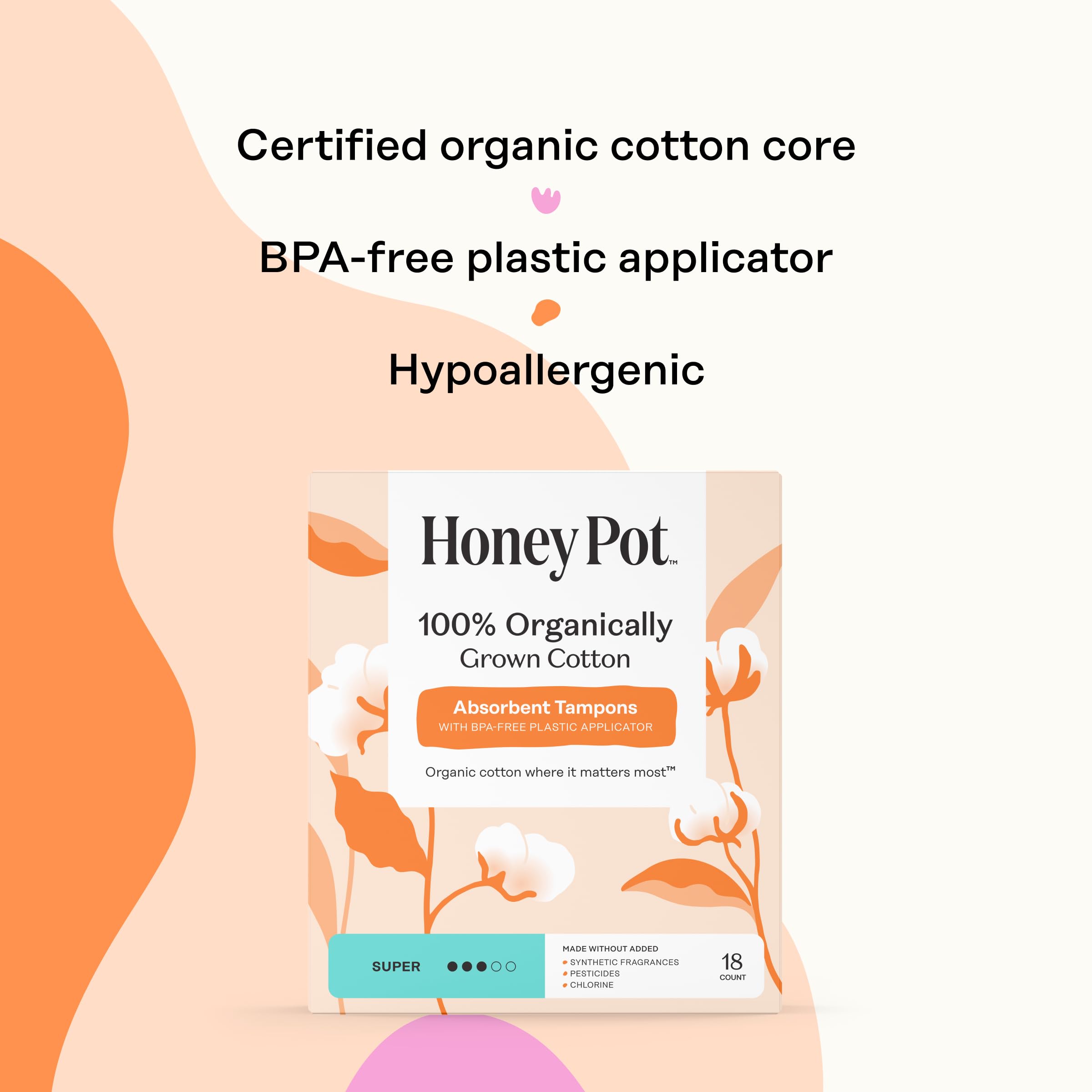 The Honey Pot Company textured grip on applicator for steady, slip-free insertion