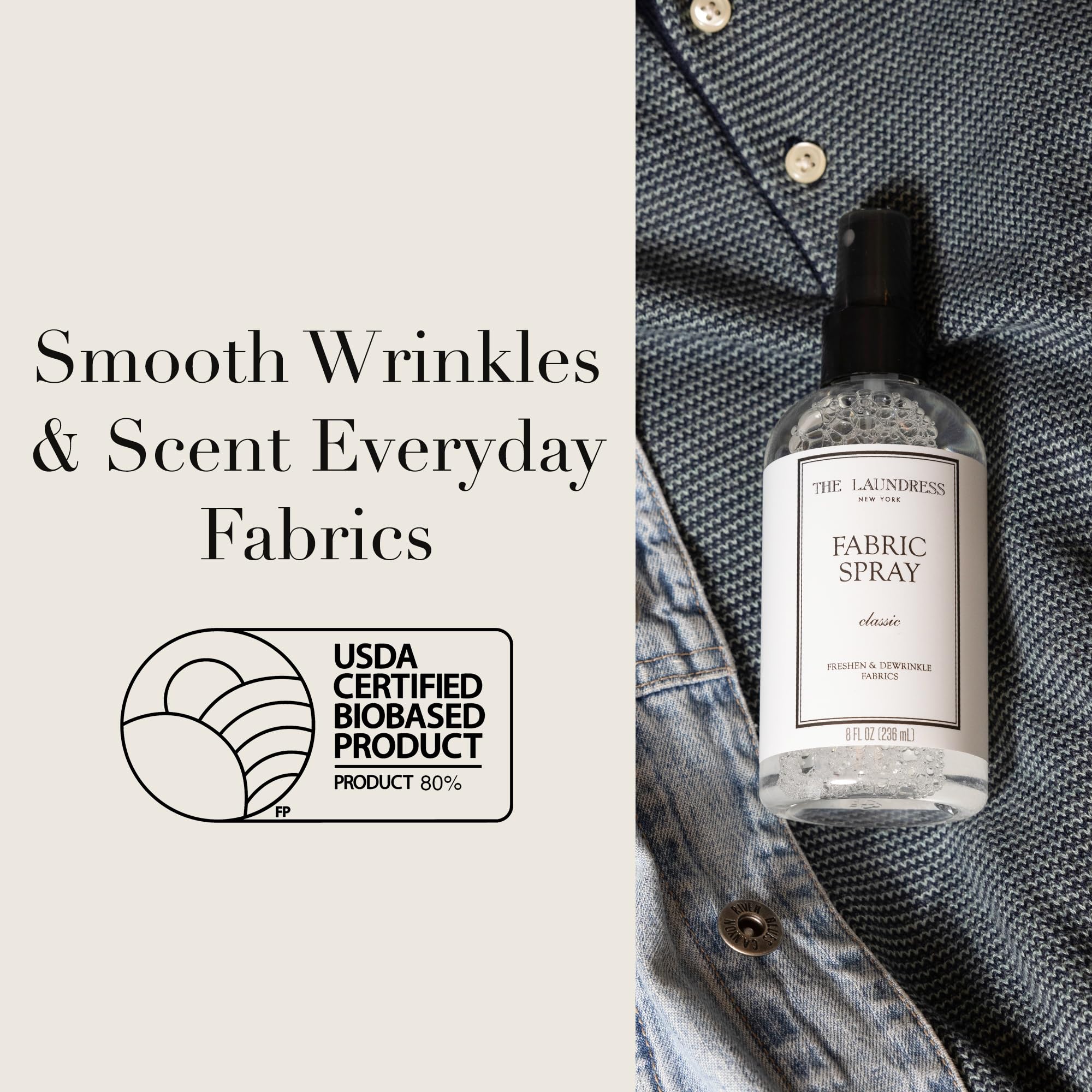 The Laundress nozzle close-up highlighting fine mist for even coverage and efficient refresh