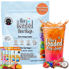 The Loaded Tea Shop front pack showing Mom Mode collection and variety