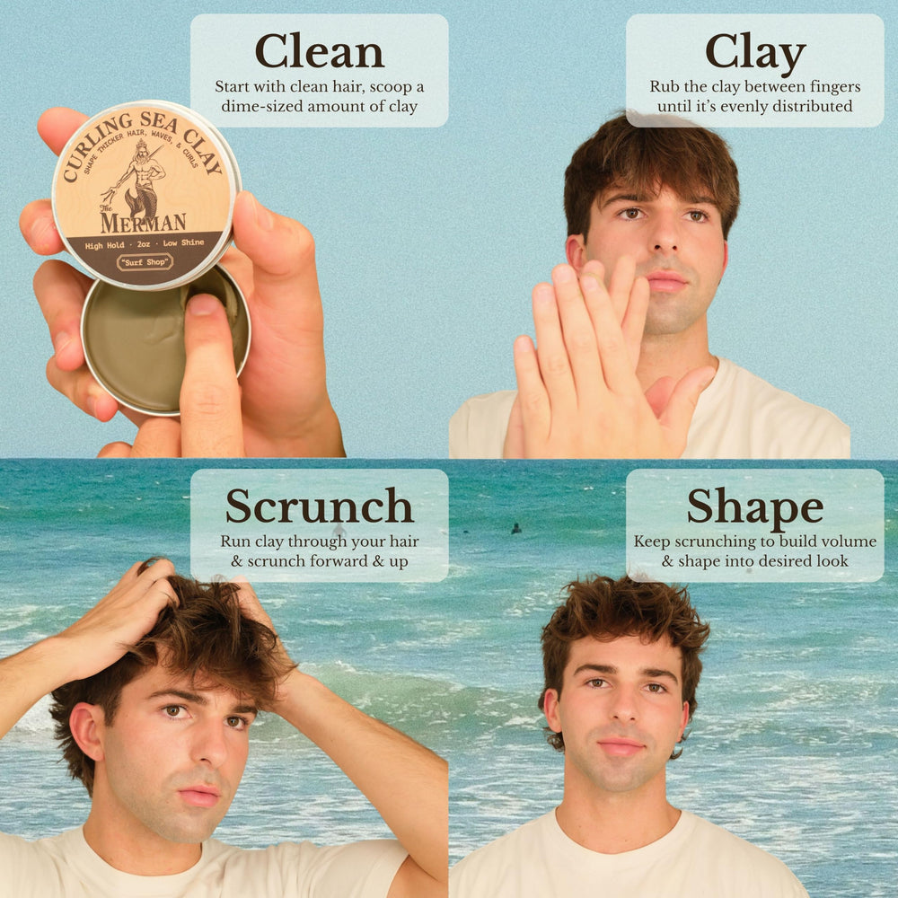 The Merman bentonite clay ingredient heap highlighting natural grip and mattifying effect