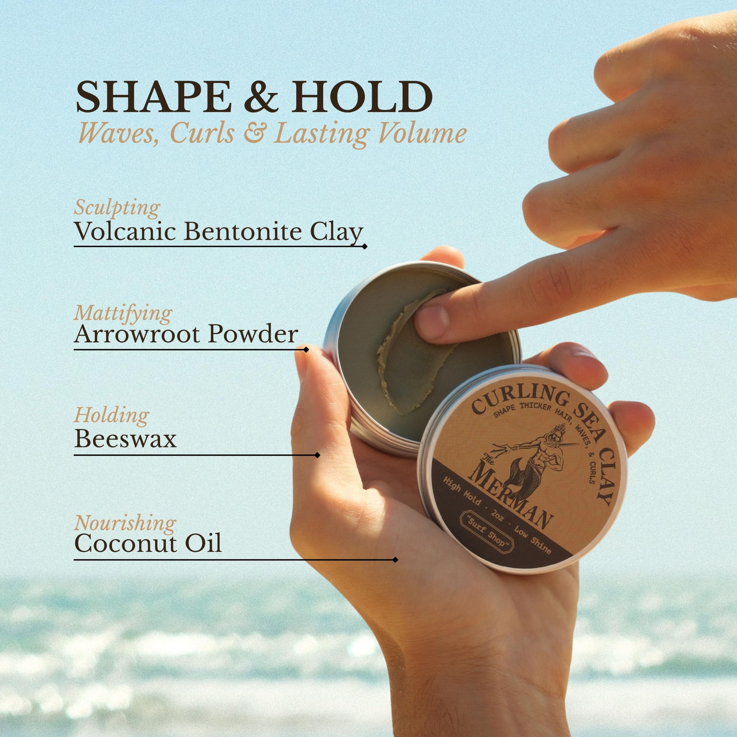 The Merman close-up texture of sea clay showing gritty bentonite for natural hold