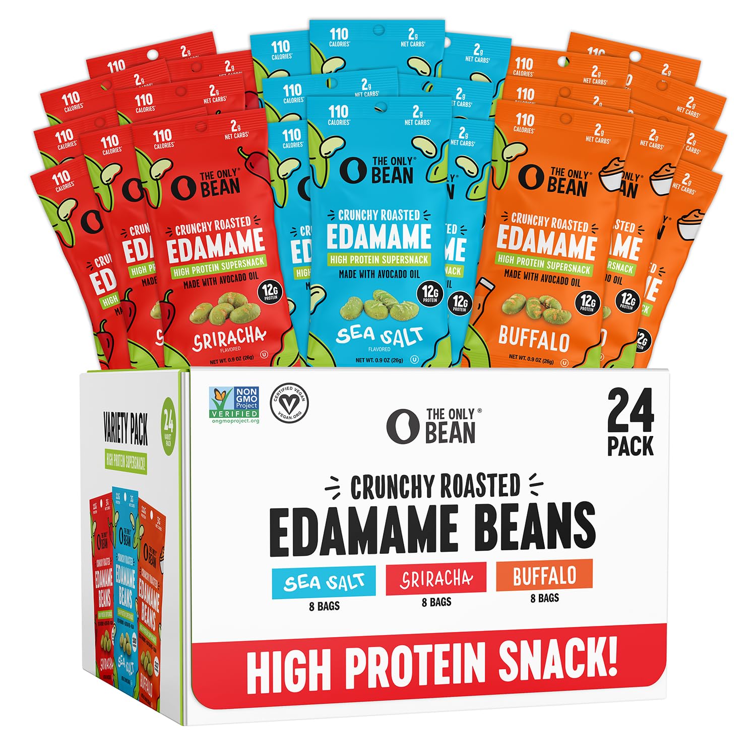 The Only Bean front packaging showing variety pack and benefits