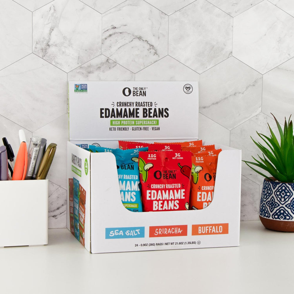 The Only Bean variety display box stocked for office or pantry convenience