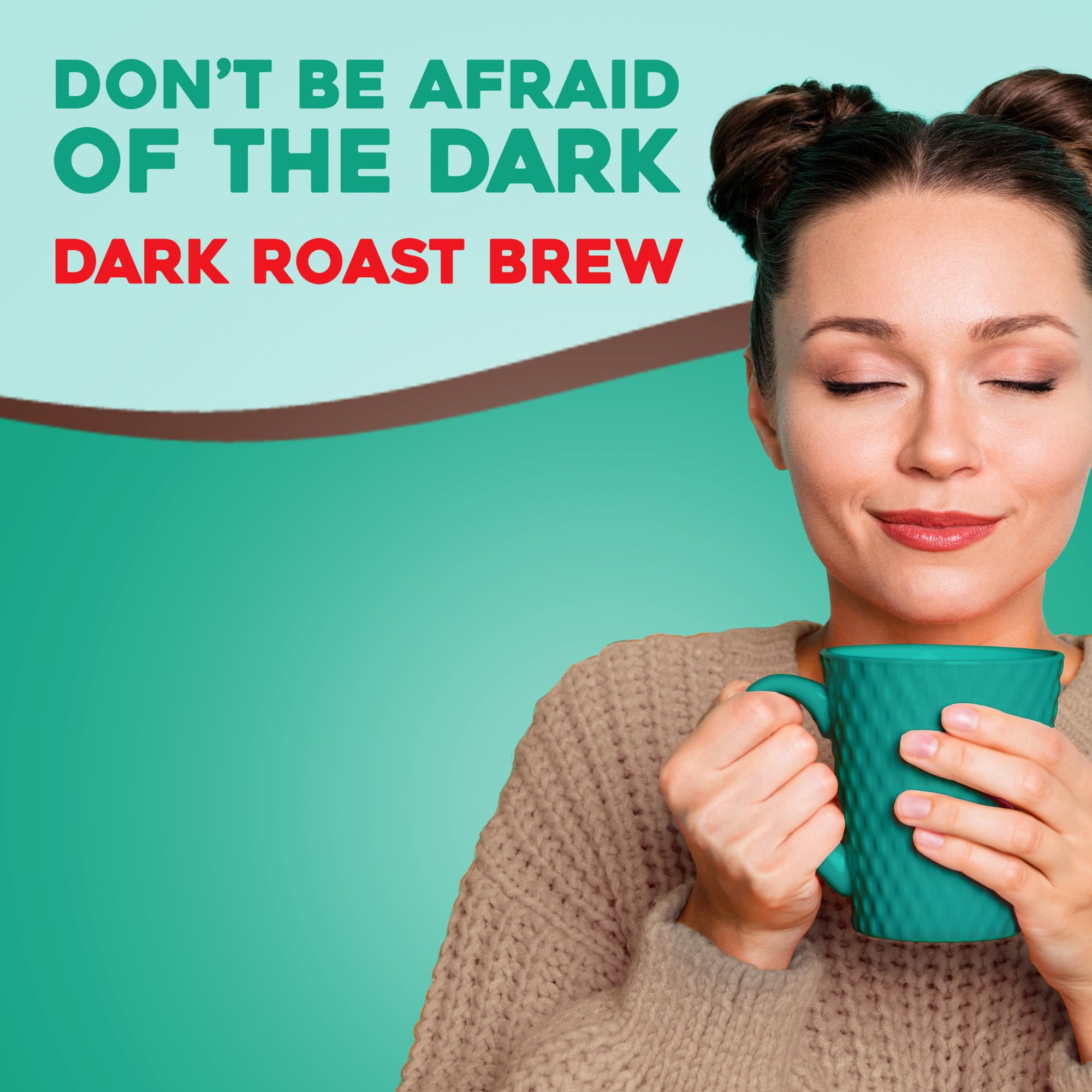 Steaming brewed cup of The Original Donut Shop Dark coffee highlighting strong flavor