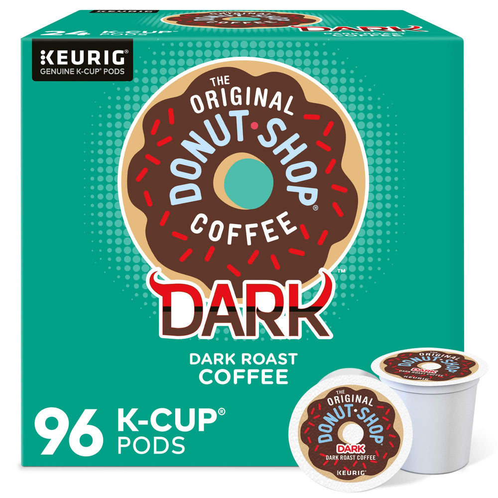 The Original Donut Shop front packaging showing bold dark roast and 96-count convenience