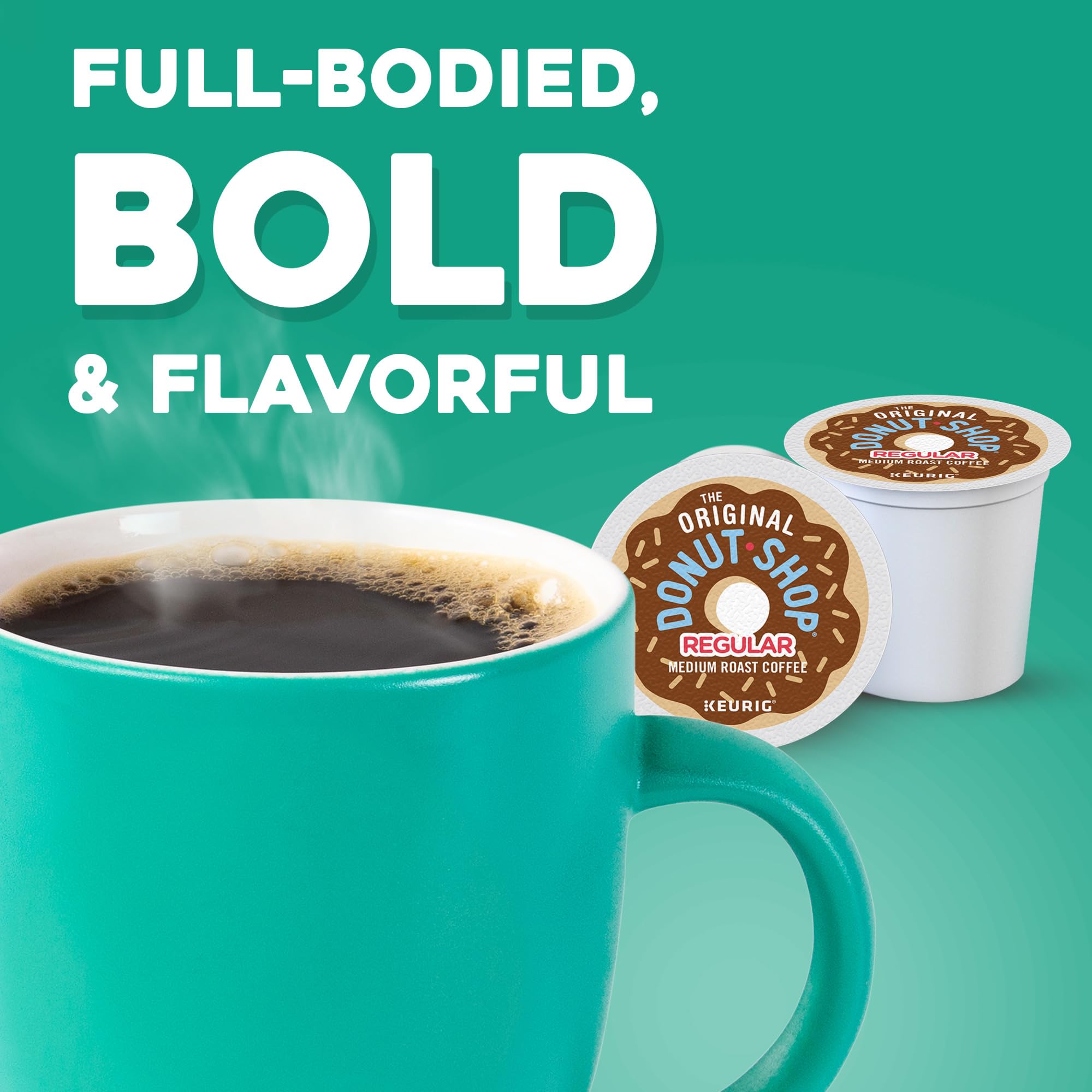 The Original Donut Shop pod side view showing shape and peelable lid for recycling