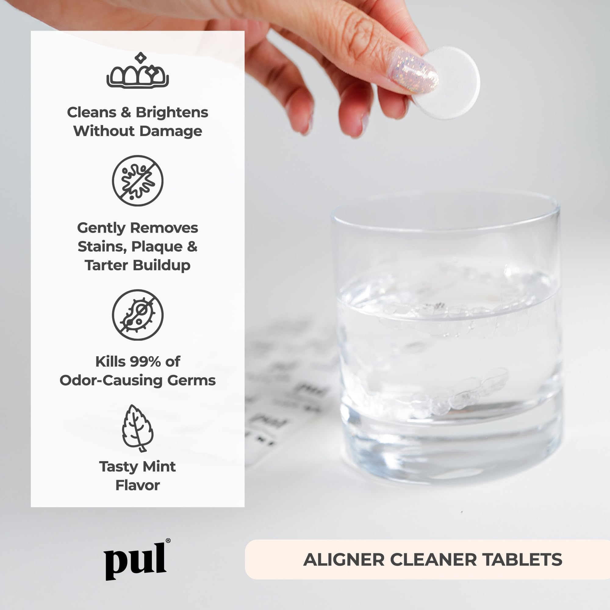 Close-up of a PUL tablet texture highlighting brand cleaning power