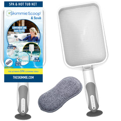 The Skimmie front view showing compact skimmer design and quick debris removal
