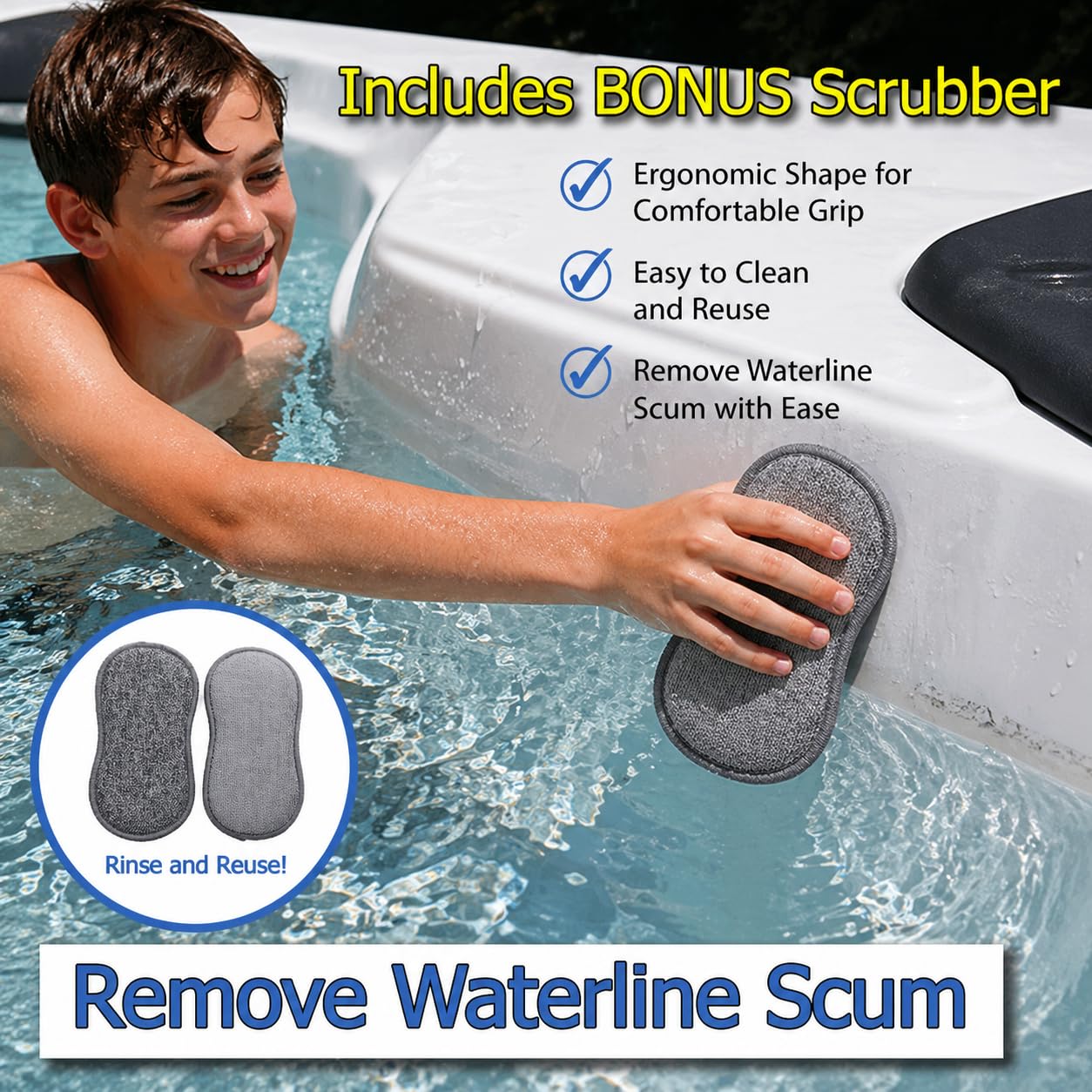 The Skimmie held in hand to show compact size and comfortable grip