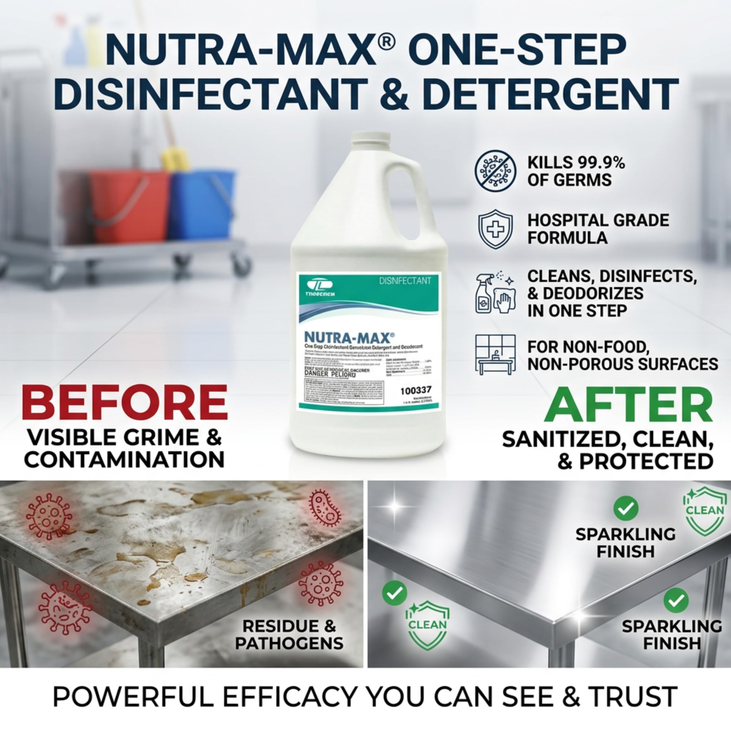 Theochem Nutra-Max back label with mixing instructions and yield details for reliable dilution
