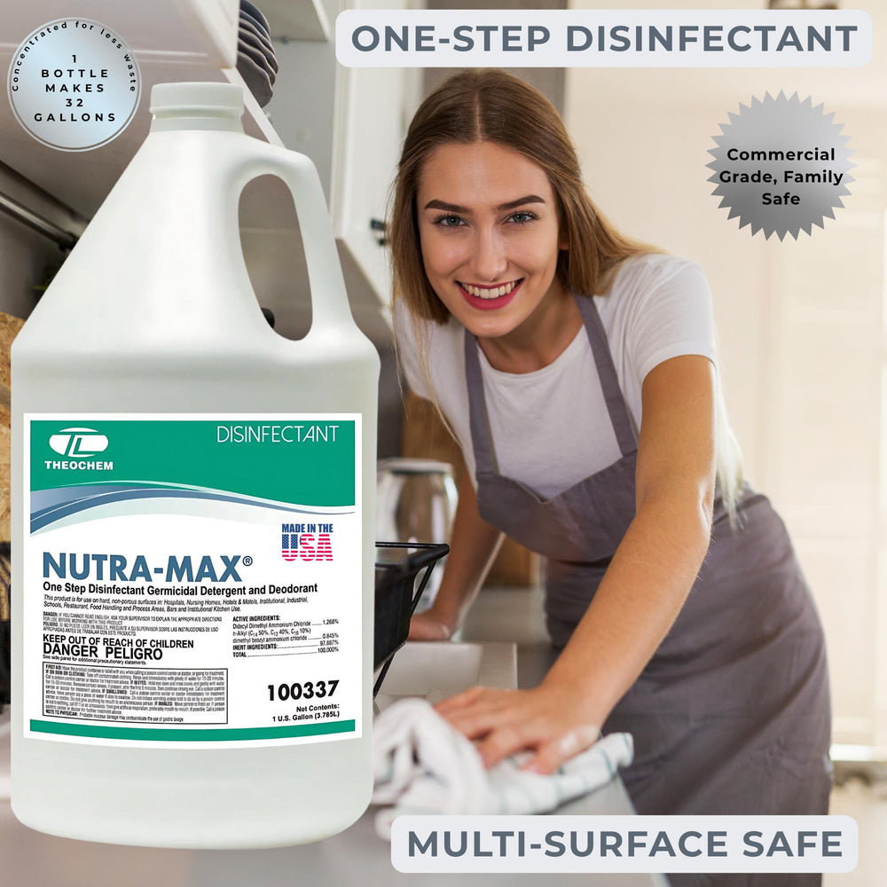 Theochem Nutra-Max applied with electrostatic sprayer illustrating broad coverage in facilities