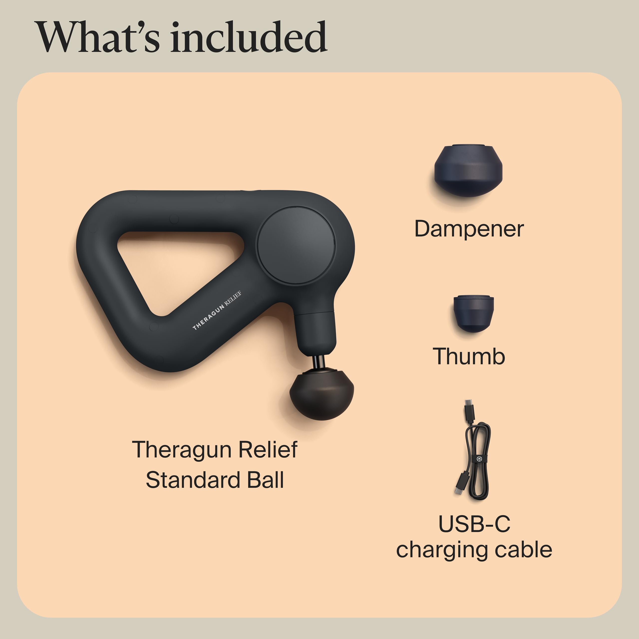 TheraGun box and three attachments displayed for complete kit clarity benefit