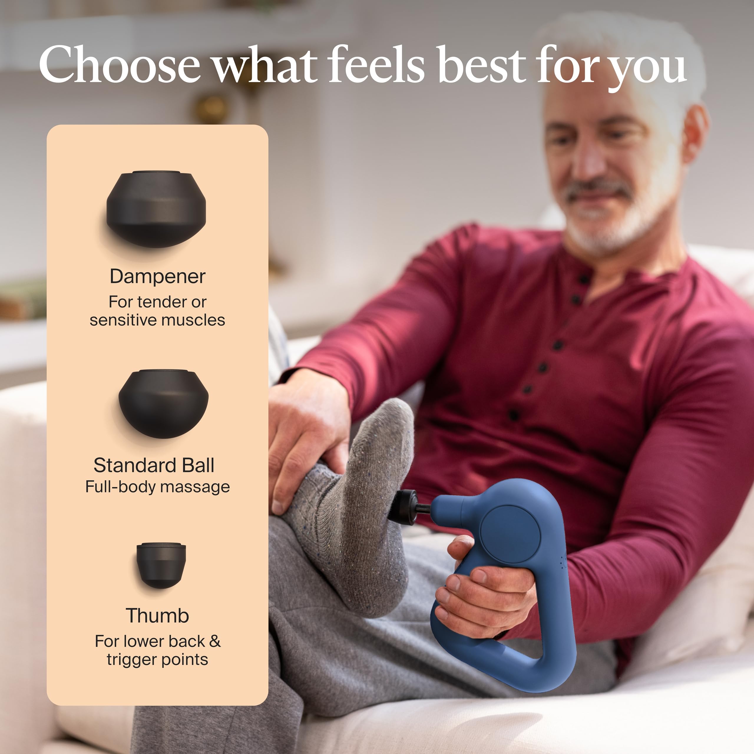 TheraGun Relief applied to neck and upper back to ease daily tension
