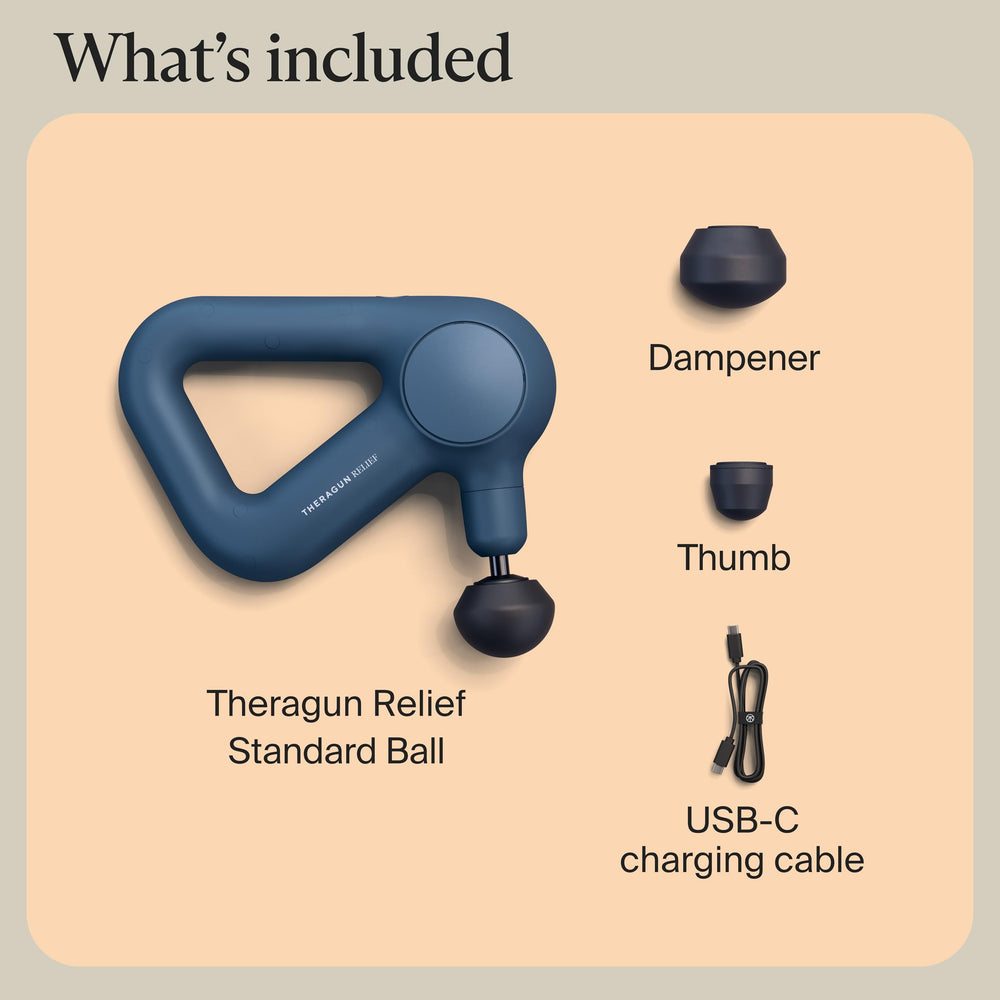 TheraGun Relief motor illustration highlighting whisper-quiet use at home