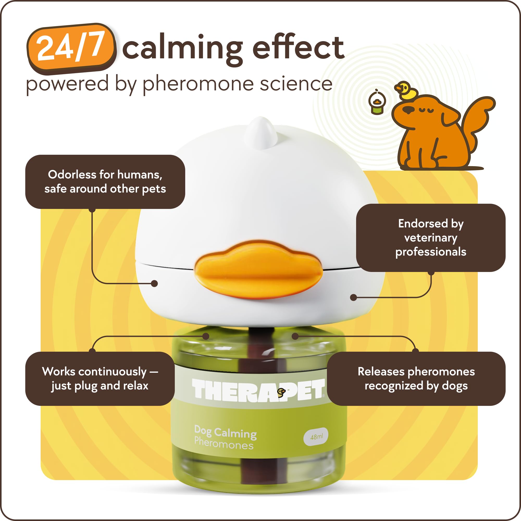 TheraPetMD low-glow indicator light visible and calming during evening