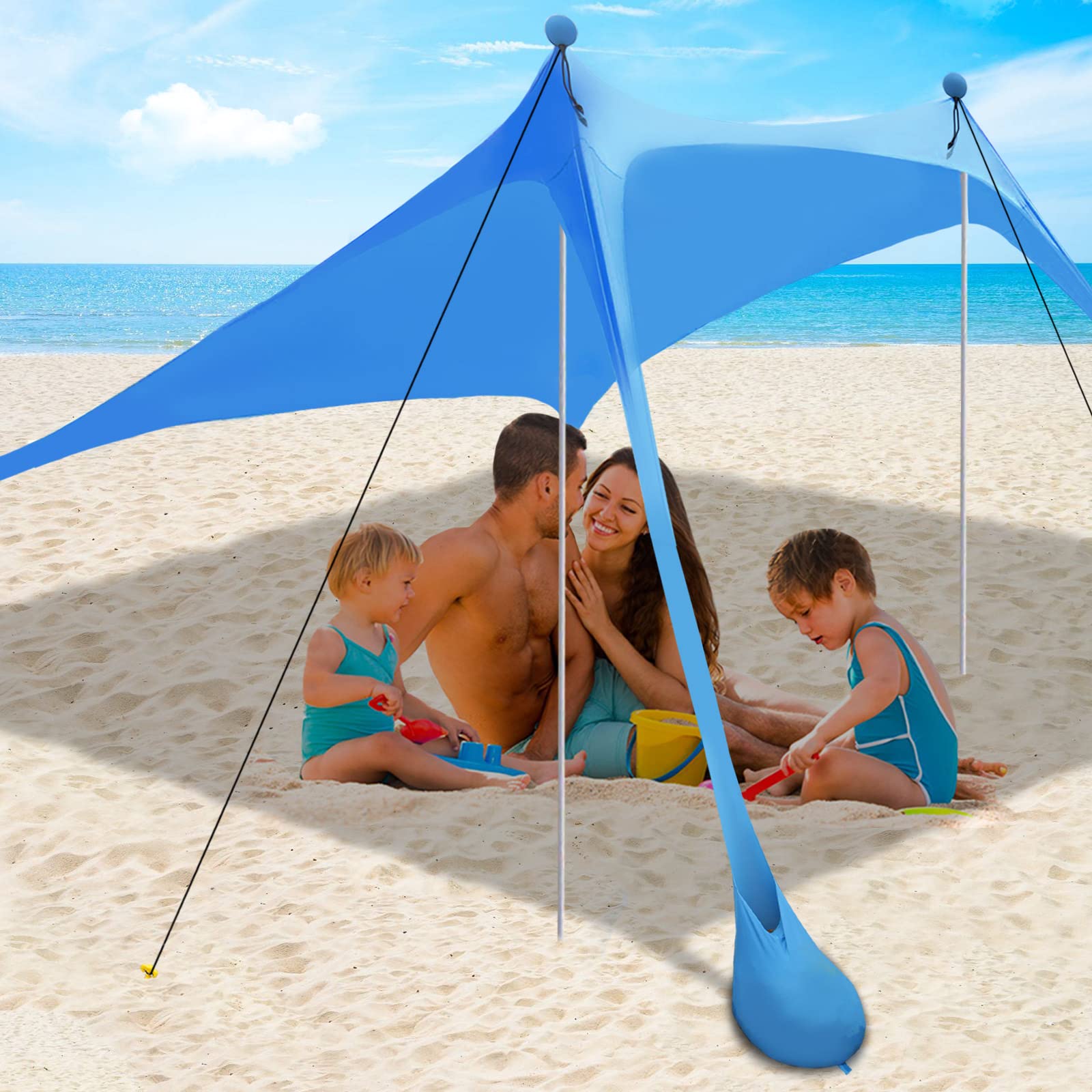 thereugokinexio front view of canopy showing full shaded area and family comfort
