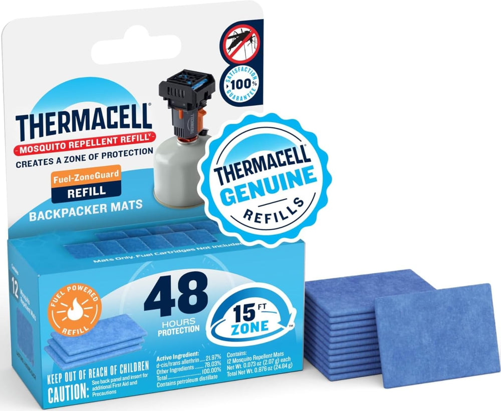 Thermacell front packaging showing Backpacker refill pack and clear protection benefit