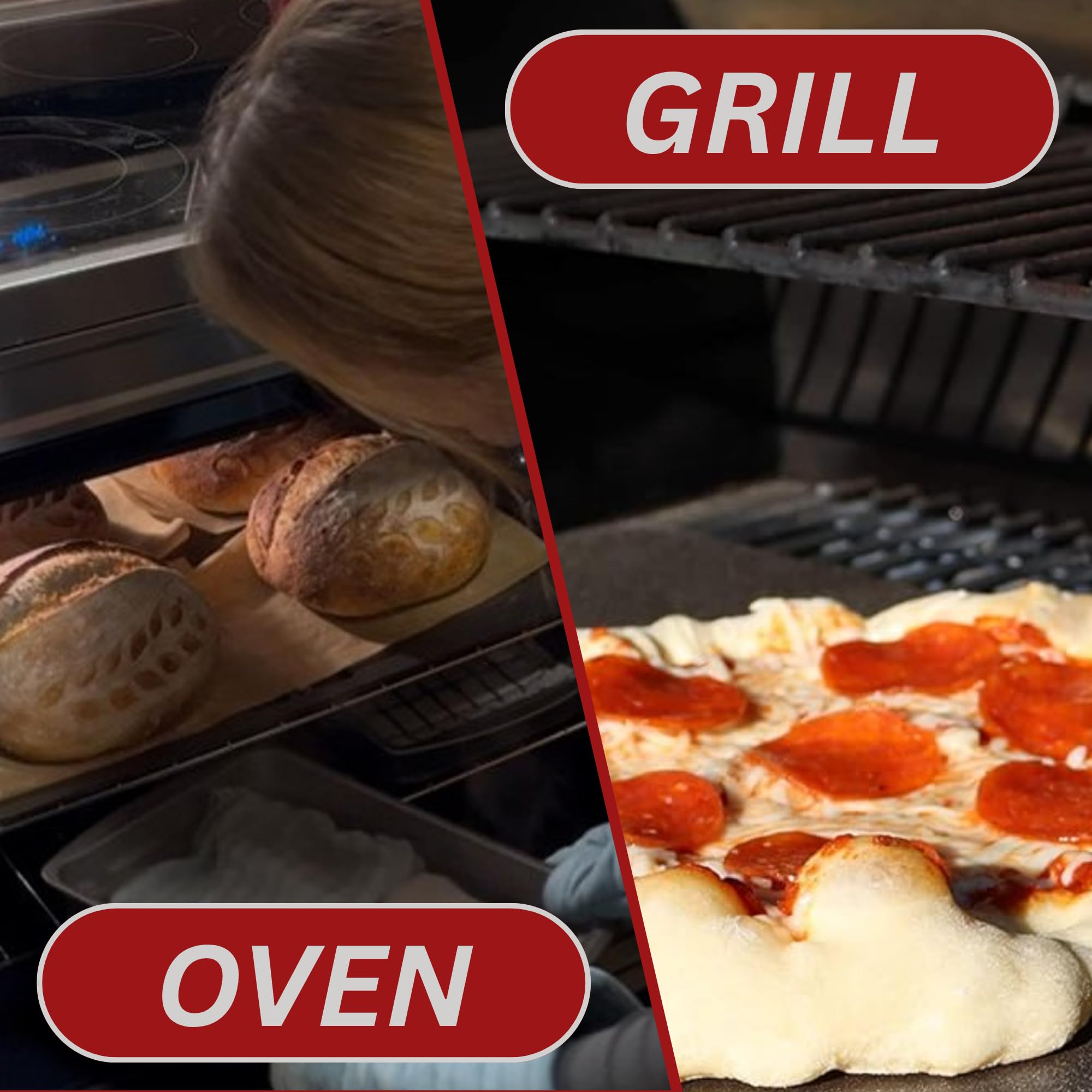 THERMICHEF steel used as stovetop griddle showing even sear and versatility