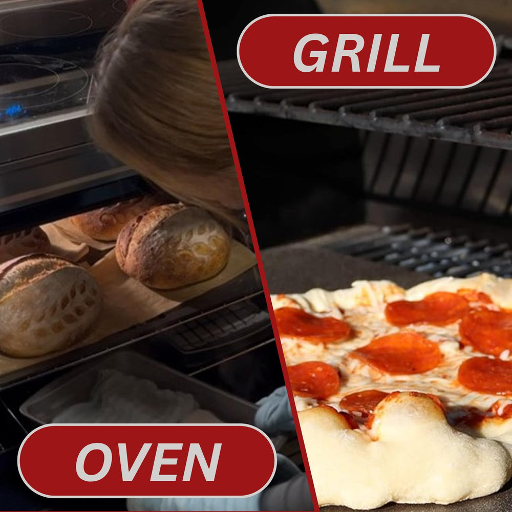THERMICHEF steel used as stovetop griddle showing even sear and versatility