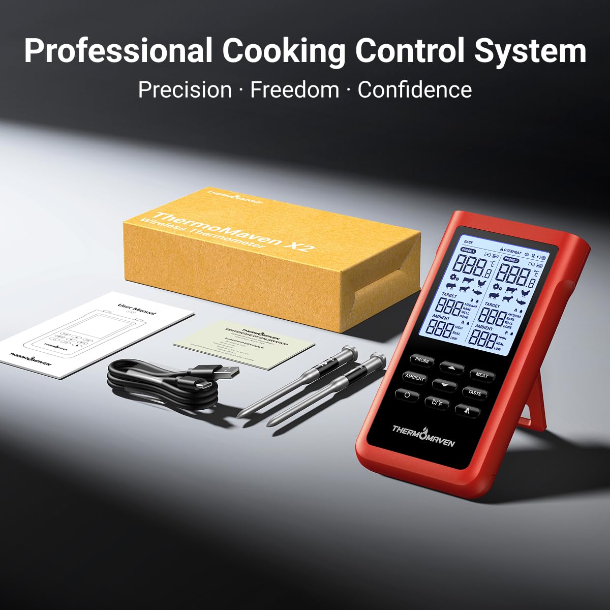 ThermoMaven in backyard BBQ scene showing reliable monitoring while hosting guests