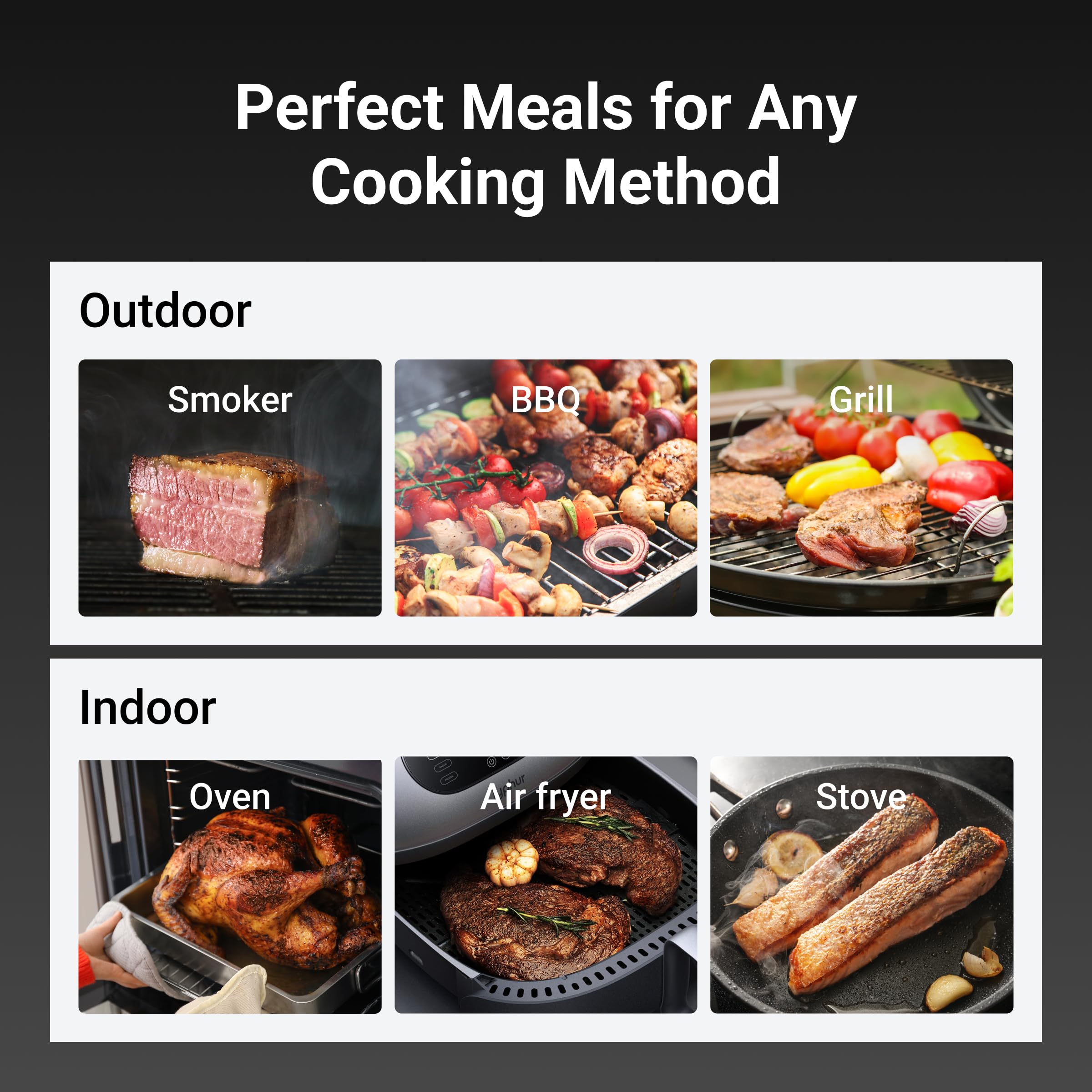 ThermoMaven in backyard grill scene showing wireless freedom and hands-off cooking benefit