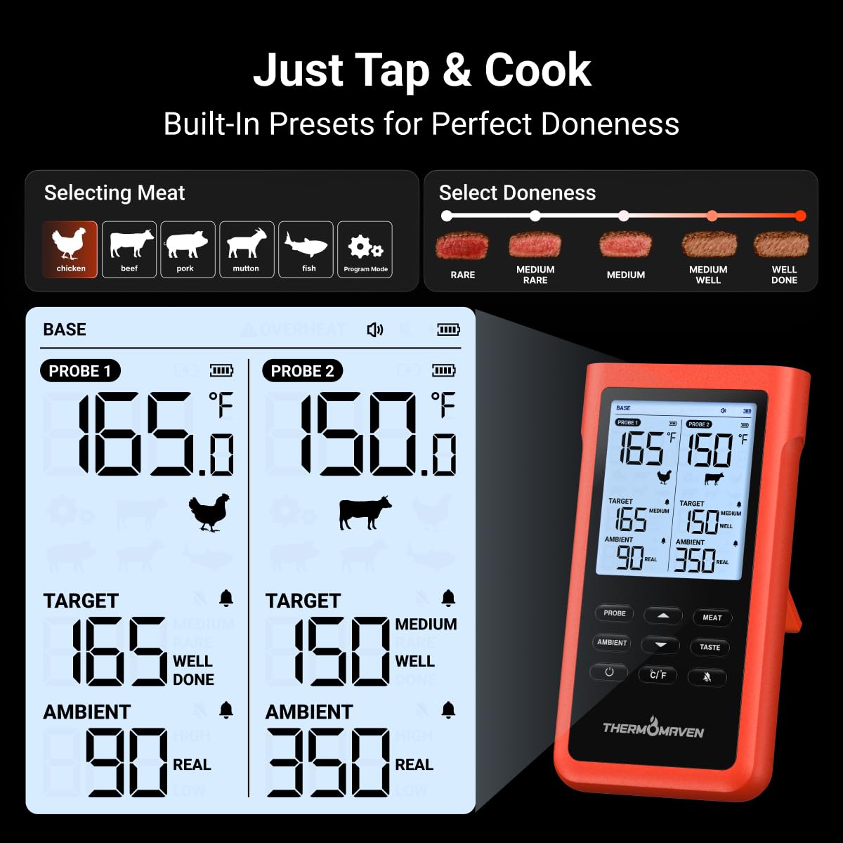 ThermoMaven range demo across yard showcasing 3000ft wireless reach for freedom to move