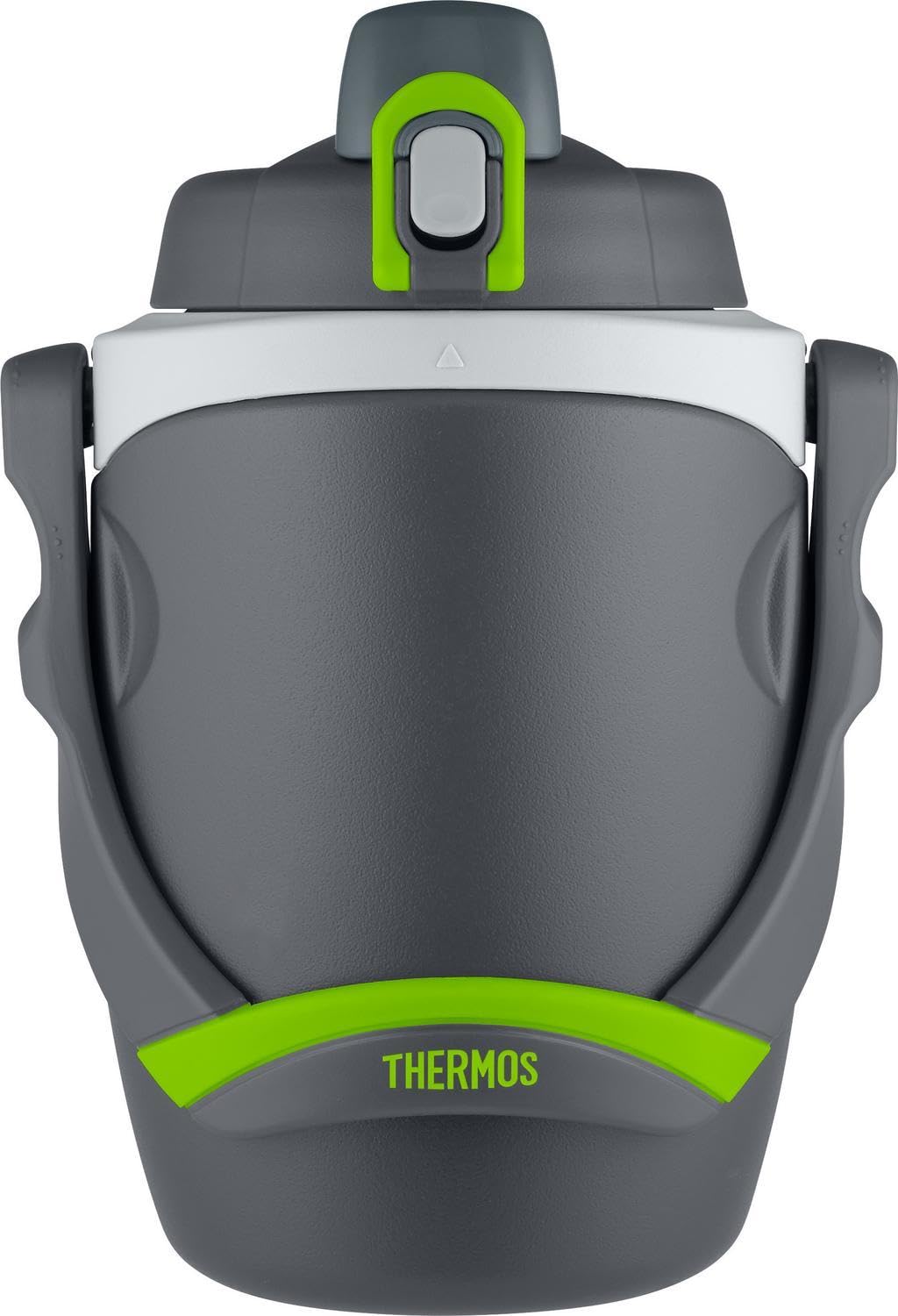THERMOS front view showing charcoal bottle and clear labeling for reliable hydration