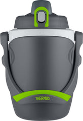 THERMOS front view showing charcoal bottle and clear labeling for reliable hydration