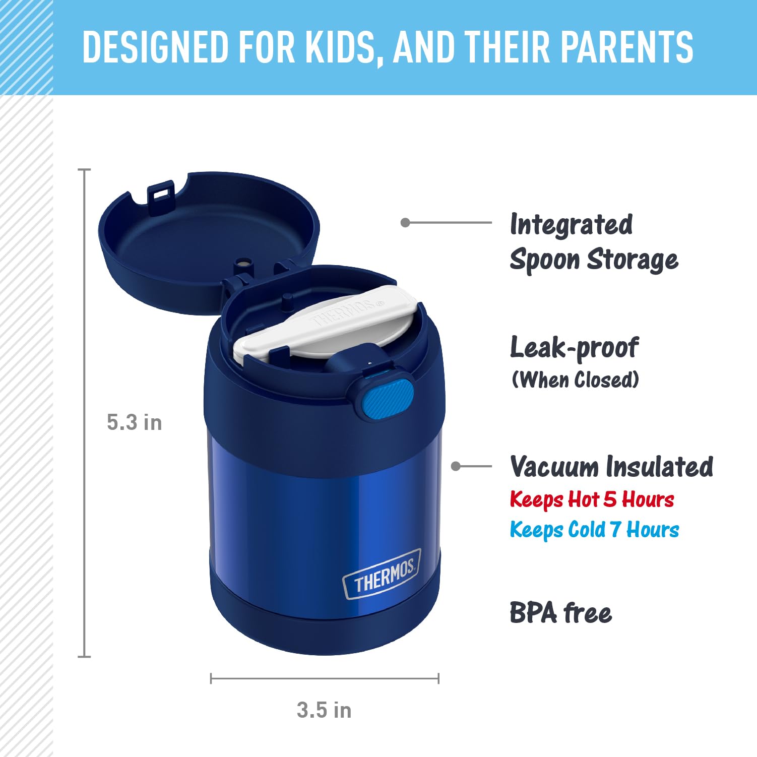 THERMOS FUNtainer foldable spoon detail inside lid for always-available utensil