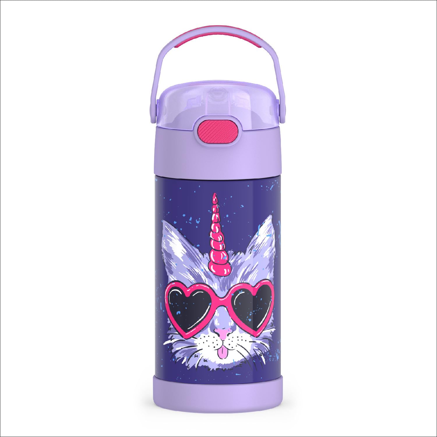 THERMOS FunTainer front view showing Cool Caticorns design and durable build