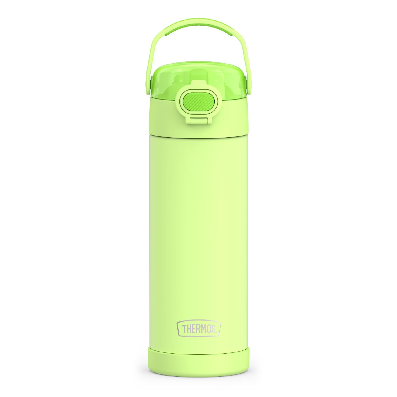 THERMOS FUNTAINER front view showing neon lime color and 16oz capacity benefit