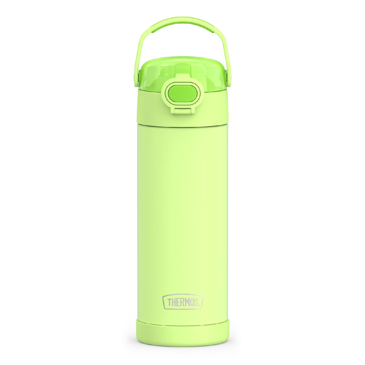THERMOS FUNTAINER front view showing neon lime color and 16oz capacity benefit