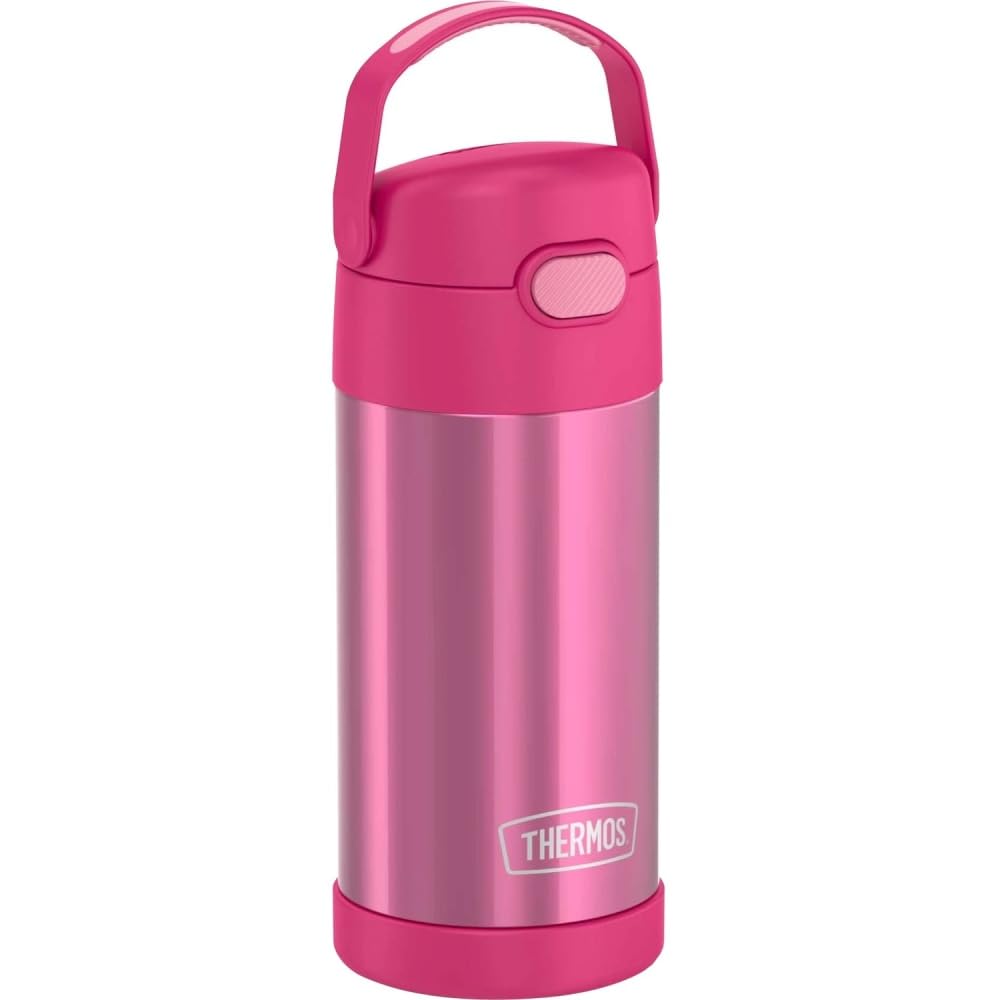 THERMOS FUNTAINER front view showing pink finish and compact shape for easy carrying