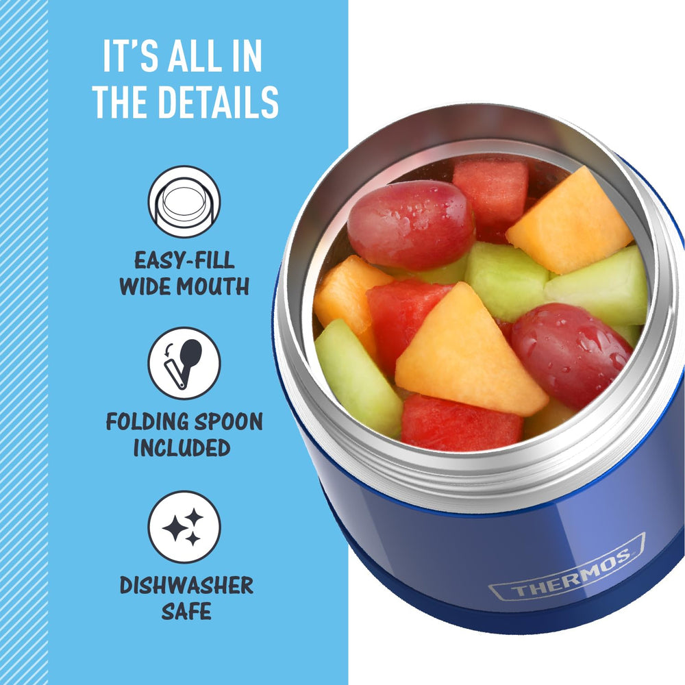 THERMOS FUNtainer lid push-button action demonstrating one-handed opening convenience