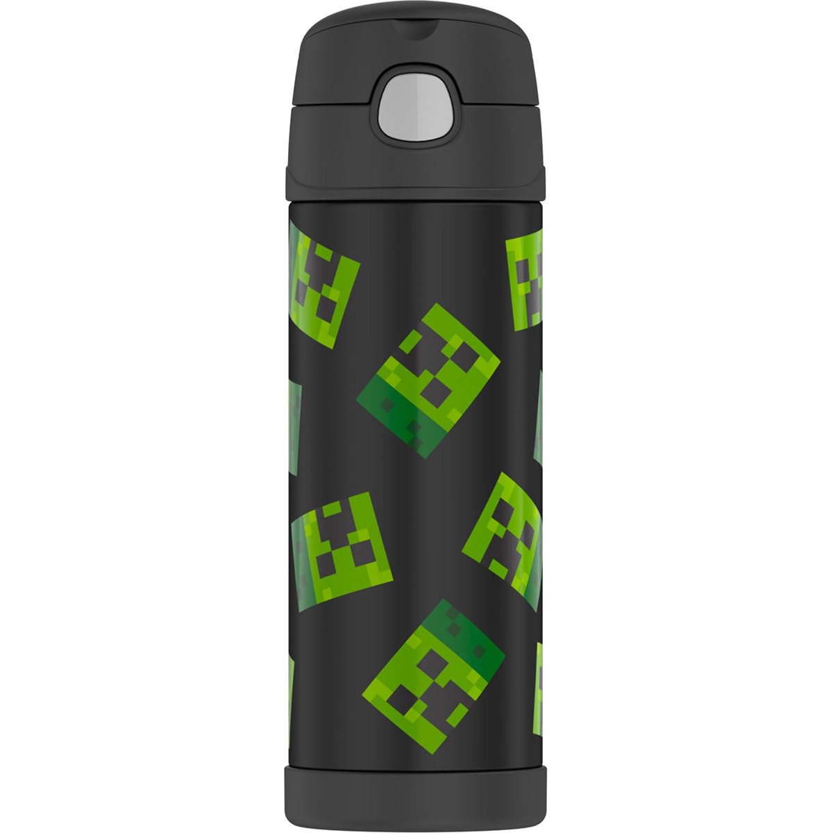 THERMOS FUNTAINER front view showing Minecraft design and compact size benefit