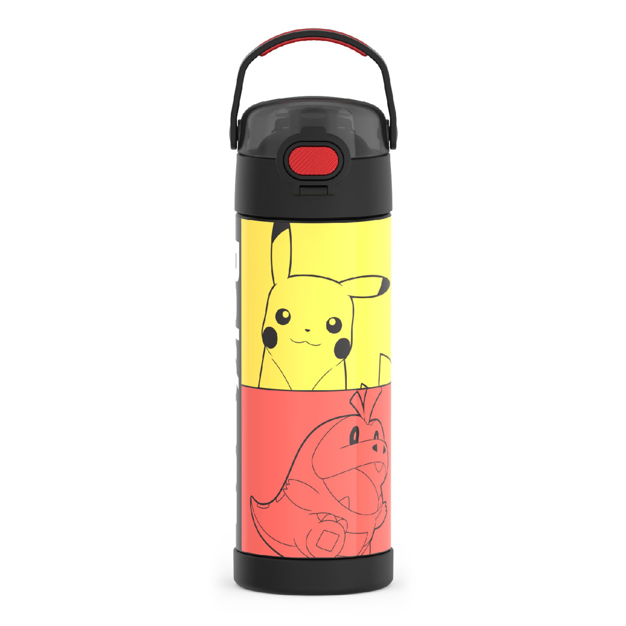 THERMOS FUNtainer front view showing Pokemon artwork and compact design benefit