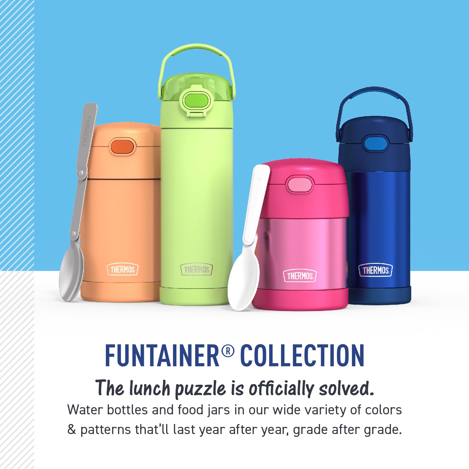 THERMOS FUNTAINER integrated soft-touch handle close-up demonstrating comfortable child grip