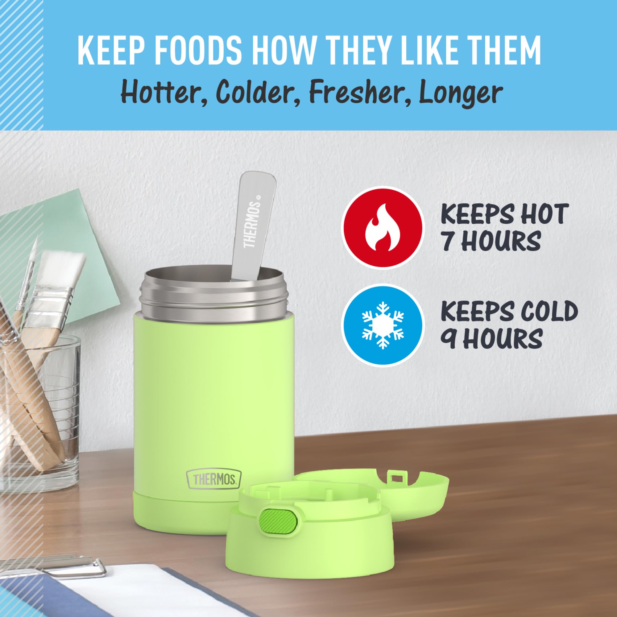 THERMOS FUNTAINER stainless-steel interior close-up showing durable, easy-clean surface